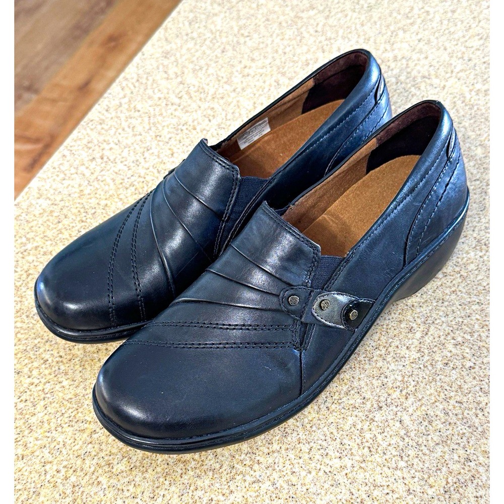 Aravon Danielle AAG08BK Women's Black Leather Slip-On Loafer Shoes US 9.5 41